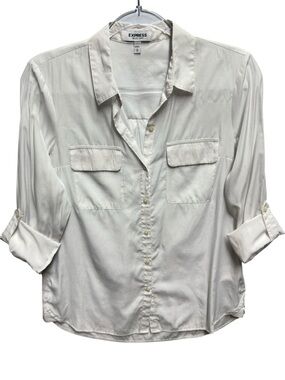 Express The City Shirt Viscose CHambray Poplin Oxford Knit Shirt